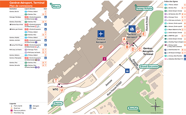 Plan des arrêts de bus à l'aéroport - Site des tpg